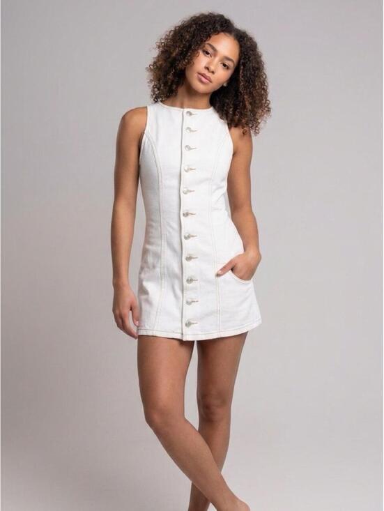 Princess Polly Pants - Princess Polly White Button-Front Denim Dress - New Without Tags, Size US 10
